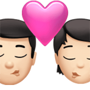 Emoji 👨🏻‍❤️‍💋‍🧑🏻 Bacio Tra Coppia: uomo, persona, Carnagione Chiara su Apple iOS 17.4.