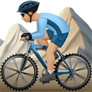 🚵🏼‍♂️ Emoji Homem Fazendo Mountain Bike: Pele Morena Clara na Apple iOS 17.4.