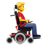 Emoji 👨‍🦼‍➡️ Uomo in sedia a rotelle motorizzata rivolta a destra su Apple iOS 17.4.
