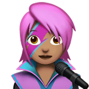Emoji 👩🏽‍🎤 Cantante Donna: Carnagione Olivastra su Apple iOS 17.4.
