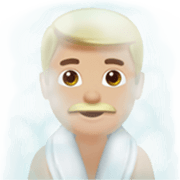 🧖🏼‍♂️ Emoji Mann in Dampfsauna: mittelhelle Hautfarbe Apple iOS 17.4.