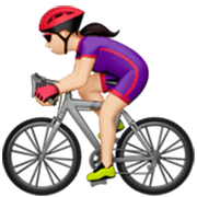 Émoji 🚴🏻‍♀️ Cycliste Femme : Peau Claire sur Apple iOS 17.4.