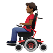👨🏾‍🦼 Emoji Mann in elektrischem Rollstuhl: mitteldunkle Hautfarbe Apple iOS 17.4.