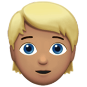 Émoji 👱🏽 Personne Blonde : Peau Légèrement Mate sur Apple iOS 17.4.