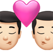 👨🏻‍❤️‍💋‍👨🏻 Emoji sich küssendes Paar - Mann: helle Hautfarbe, Mann: helle Hautfarbe Apple iOS 17.4.