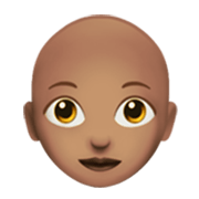 Émoji 👩🏽‍🦲 Femme : Peau Légèrement Mate Et Chauve sur Apple iOS 17.4.