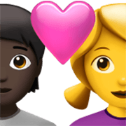 🧑🏿‍❤️‍👩 Emoji Liebespaar: Person, Frau, dunkle Hautfarbe, Kein Hautton Apple iOS 17.4.