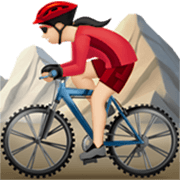 🚵🏻‍♀️ Emoji Mulher Fazendo Mountain Bike: Pele Clara na Apple iOS 17.4.