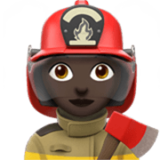 👩🏿‍🚒 Emoji Feuerwehrfrau: dunkle Hautfarbe Apple iOS 17.4.
