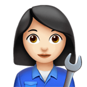 Emoji 👩🏻‍🔧 Meccanico Donna: Carnagione Chiara su Apple iOS 17.4.