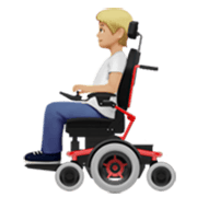 🧑🏼‍🦼 Emoji Pessoa Em Cadeira De Rodas Motorizada: Pele Morena Clara na Apple iOS 17.4.