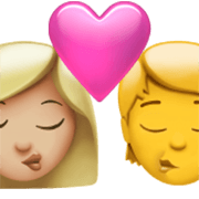 👩🏼‍❤️‍💋‍🧑 Emoji Beijo: Mulher, Pessoa, Pele Morena Clara, Sem tom de pele na Apple iOS 17.4.