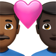 👨🏾‍❤️‍👨🏿 Emoji Liebespaar - Mann: mitteldunkle Hautfarbe, Mann: dunkle Hautfarbe Apple iOS 17.4.