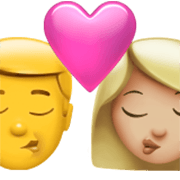 👨‍❤️‍💋‍👩🏼 Emoji Beijo - Homem, Mulher: Pele Morena Clara na Apple iOS 17.4.