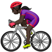 🚴🏿‍♀️ Emoji Mujer En Bicicleta: Tono De Piel Oscuro en Apple iOS 17.4.