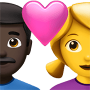 Emoji 👨🏿‍❤️‍👩 Coppia Con Cuore - Uomo: Carnagione Scura, Donna su Apple iOS 17.4.
