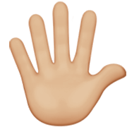 🖐🏼 Emoji Hand mit gespreizten Fingern: mittelhelle Hautfarbe Apple iOS 17.4.