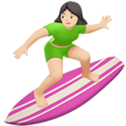 🏄🏻‍♀️ Emoji Mujer Haciendo Surf: Tono De Piel Claro en Apple iOS 17.4.