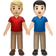 Emoji 👨🏼‍🤝‍👨🏻 Due Uomini Che Si Tengono Per Mano: Carnagione Abbastanza Chiara E Carnagione Chiara su Apple iOS 17.4.