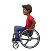 👨🏾‍🦽 Emoji Mann in manuellem Rollstuhl: mitteldunkle Hautfarbe Apple iOS 17.4.