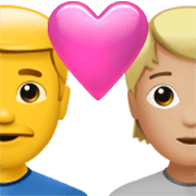 👨‍❤️‍🧑🏼 Emoji Liebespaar: Mannn, Person, Kein Hautton, mittelhelle Hautfarbe Apple iOS 17.4.