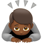 🙇🏾 Emoji Pessoa Fazendo Reverência: Pele Morena Escura na Apple iOS 17.4.