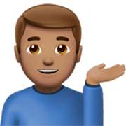 Emoji 💁🏽‍♂️ Uomo Con Suggerimento: Carnagione Olivastra su Apple iOS 17.4.