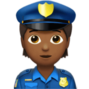 👮🏾 Emoji Agente De Policía: Tono De Piel Oscuro Medio en Apple iOS 17.4.