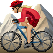 🚵🏼‍♀️ Emoji Mujer En Bicicleta De Montaña: Tono De Piel Claro Medio en Apple iOS 17.4.