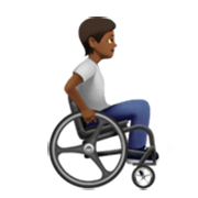 Emoji 🧑🏾‍🦽‍➡️ Persona in sedia a rotelle manuale Rivolta a destra: tono della pelle medio-scuro su Apple iOS 17.4.