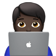 Emoji 🧑🏿‍💻 Persona Esperta Di Tecnologia: Carnagione Scura su Apple iOS 17.4.