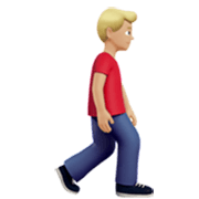 🚶🏼‍♂️‍➡️ Emoji Hombre Caminando Mirando Hacia La Derecha: Tono De Piel Medio-Claro en Apple iOS 17.4.