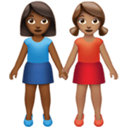 Emoji 👩🏾‍🤝‍👩🏽 Due Donne Che Si Tengono Per Mano: Carnagione Abbastanza Scura E Carnagione Olivastra su Apple iOS 17.4.