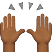 🙌🏾 Emoji Mãos Para Cima: Pele Morena Escura na Apple iOS 17.4.