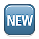 🆕 Emoji Wort „New“ in blauem Quadrat Apple iOS 4.0.