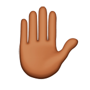 ✋🏾 Emoji erhobene Hand: mitteldunkle Hautfarbe Apple iOS 8.3.