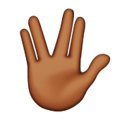 🖖🏾 Emoji vulkanischer Gruß: mitteldunkle Hautfarbe Apple iOS 8.3.