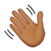 👋🏾 Emoji winkende Hand: mitteldunkle Hautfarbe Apple iOS 8.3.
