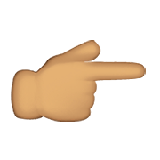 👉🏽 Emoji Dorso Da Mão Com Dedo Indicador Apontando Para A Direita: Pele Morena na Apple iOS 8.3.