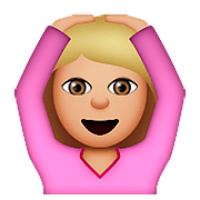 🙆🏼 Emoji Person mit Händen auf dem Kopf: mittelhelle Hautfarbe Apple iOS 9.0.