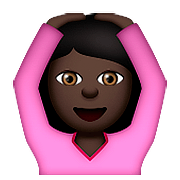 🙆🏿 Emoji Person mit Händen auf dem Kopf: dunkle Hautfarbe Apple iOS 9.0.