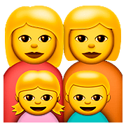 👩‍👩‍👧‍👦 Emoji Familie: Frau, Frau, Mädchen und Junge Apple iOS 9.0.