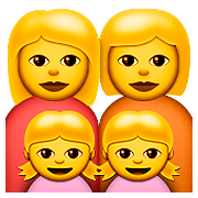 👩‍👩‍👧‍👧 Emoji Familie: Frau, Frau, Mädchen und Mädchen Apple iOS 9.0.