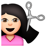 Émoji 💇🏻 Personne Qui Se Fait Couper Les Cheveux : Peau Claire sur Apple iOS 9.0.