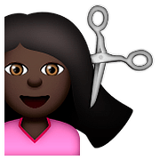 Émoji 💇🏿 Personne Qui Se Fait Couper Les Cheveux : Peau Foncée sur Apple iOS 9.0.