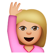 🙋🏼 Emoji Person mit erhobenem Arm: mittelhelle Hautfarbe Apple iOS 9.0.