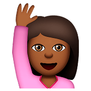🙋🏾 Emoji Person mit erhobenem Arm: mitteldunkle Hautfarbe Apple iOS 9.0.