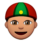 👲🏽 Emoji Mann mit chinesischem Hut: mittlere Hautfarbe Apple iOS 9.0.