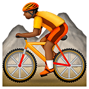 🚵🏾 Emoji Pessoa Fazendo Mountain Bike: Pele Morena Escura na Apple iOS 9.0.
