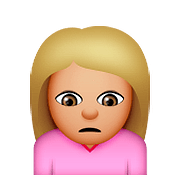 🙍🏼 Emoji missmutige Person: mittelhelle Hautfarbe Apple iOS 9.0.